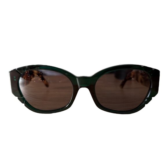 Pared Eyewear x‎ Anthropologie Diamonds Pearls Oval Sunglasses Green Tortoise